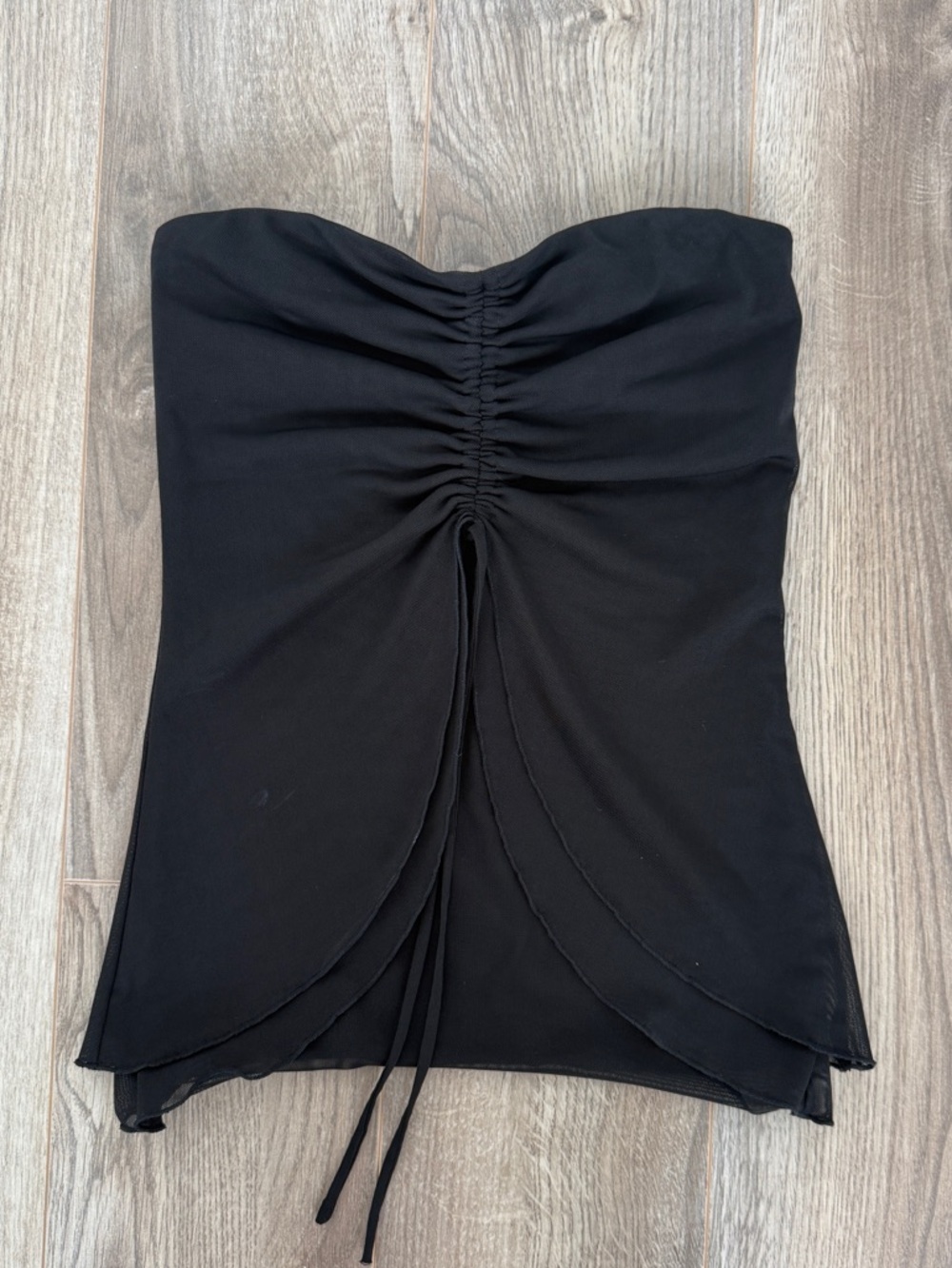 Garage Black Strapless Ruched Drawstring tube top